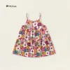 Vestido de tirantes con estampado floral colorido para niña, Vestido holgado de estilo coreano de verano para niños, Elegante vestido floral para bebés