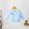 Jaqueta de Algodão Infantil Outono Novo Estilo Unissex Bebê Plus Veludo Lapela Fone de Ouvido Jaqueta Bordada Inverno Jaqueta Baseball