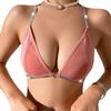 Ropa Interior Nueva Transfronteriza para Mujer, Cuello Halter, Correas Plateadas Sexy y Atrevidas, Sujetador Cómodo y Transpirable de Talla Europea y Americana para Mujer