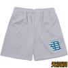 Shorts esportivos americanos para comércio exterior transfronteiriço, modelo Bird's Eye, secagem rápida, respiráveis, ideais para fitness, corrida e exercícios, com modelagem solta até o joelho e quatro pontos de ajuste.