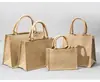 Bolso de Arpillera Gran Capacidad Bolso de Mano de Yute Natural Nuevo Elegante para Salir Bolso de Lona con Parches de Arpillera de Dibujos Animados