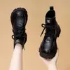 2026 Novas Botas Martin Pretas de Cadarço com Solado Grosso para Aumento de Altura, Couro Macio, Confortáveis, Antiderrapantes, Resistentes ao Desgaste, Versáteis, Sapatos Individuais