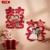 Adesivos de Caracteres de Celebração de Casamento Felicidade Dupla para Decoração de Porta de Entrada, Adesivos de Janela, Adesivos de Felicidade Dupla para Quarto de Casamento, Quarto, Decoração de Desenho Animado para Casamento