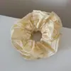 Scrunchie Transparente Listrado Estilo Coreano para Mulheres, Novo Acessório de Cabelo, Flor de Cabelo em Rede para Rabo de Cavalo Baixo, Scrunchie para Coque