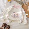 Nueva Camiseta de Manga Larga para Niña Primavera y Otoño, Moda Estilo Coreano Estampado de Dibujos Animados Camiseta Base de Color Contrastante, Ropa de Otoño para Bebé Niña