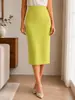 Popular Falda Lápiz Elástica de Comercio Exterior para Mujer, Corte Ajustado, Longitud Media, Fluida, Falda Casual Negra, Falda Profesional de Oficina