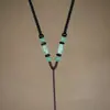 Colar Cordão com Pingente de Ágata Tecido à Mão Corda Cordão de Pingente de Jade Dourado para Homens e Mulheres
