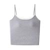 Camisola de Algodón Acanalado de Principios de Primavera, Falsa Dos Piezas, Espalda Descubierta con Encaje, Copas Fijas, Corte Ajustado, Efecto Push-Up, Se Puede Usar como Ropa Exterior o Interior