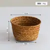 Cesta de Almacenamiento Redonda Tejida de Pastos Marinos para Escritorio Cesta de Almacenamiento Redonda Suministros para la Vida en el Hogar Organización de Cosméticos Bocadillos Cesta de Almacenamiento