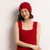 Gorro de Punto para Mujer, Otoño e Invierno, Retro, Nuevo, Turbante de Cachemira, Cachemira Hueca, Hecho a Mano, Color Sólido, Ganchillo