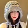 Gorro de Punto Retro Otoño e Invierno Estilo Fair Isle Para Adelgazar la Cara Cubre Cabeza Gorro Engrosado Cálido Protección para Orejas Gorro de Lana para Mujer
