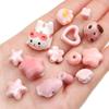 Cuentas de cerámica rosa con forma de flor de gato, hechas a mano, accesorios para pulseras y collares.