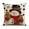 Papá Noel Muñeco de Nieve Cascanueces Árbol de Navidad Cojín de Sofá Nueva Funda de Almohada Navideña de Dibujos Animados Retro