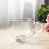 Copo de leite de café da manhã de vidro marrom simples para o dia a dia com alça espessado de boa aparência Copo de água Copo de cereal doméstico barriga grande