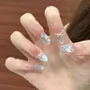 Uñas Portátiles de Alta Gama para Año Nuevo: Rojo Retro Cisne Puntos, Ojo de Gato Francés, Moño, Brillo Deslumbrante, Manicura Hecha a Mano que Realza el Cutis