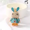 Nuevo Llavero de Conejo con Pedrería Dibujo Animado Colgante de Pedrería Encanto para Bolso de Niña Llavero de Metal de Animal Lindo