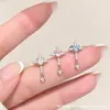 Brincos de Tarraxa Coração Cruzado Zircônia Doce Cool Estilo Menina Picante Nicho Brincos Longos de Strass Coloridos Personalizados Versáteis Moda Feminina