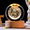 Bola de cristal luminosa para iluminação transfronteiriça, luz noturna luminosa, bola de vidro esculpida, sistema solar esculpido em 3D, enfeites de mesa de aniversário fábrica
