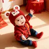 Gorro de Protección para Orejas de Bebé para Niños y Niñas, Gorro de Lana Tejido Cálido de Invierno Rojo, Gorro Festivo de Año Nuevo para Bebé para Felicitaciones de Año Nuevo