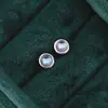 Pendientes Redondos de Piedra Lunar de Plata de Ley S925 para Mujer Estilo Ins Japonés y Coreano Moda Simple Elegante Diseño de Nicho Pendientes Geométricos