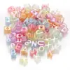 Cuentas de Colores Acrílicas con Letras Mezcladas Aleatoriamente, Cuentas para Hilo, Cuentas Espaciadoras, Accesorios para Pulseras y Collares Hechos a Mano DIY W518