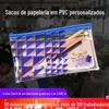 Saco Plástico Colorido Impresso com Zíper Sacola de PVC Sacola para Embalagem de Cosméticos Presentes Papelaria Sacola de Embalagem Impermeável para Armazenamento