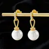 Colgante de Plata de Ley 925 Clásico y Elegante para Mujer con Perla de Imitación de Circonio Pendientes Sencillos Pendientes de Gota Transfronterizos de Fábrica Dropshipping Productos Calientes