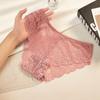 Ropa interior de encaje de cintura media para niñas, ropa interior sexy de encaje puro, calzones triangulares tipo funda transpirables de alta calidad para mujer