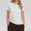 Camiseta Blanca para Mujer con Hombros Normales, Mangas Cortas, Nuevo Estilo 2026, Cuello Redondo, Corte Ajustado, Camiseta Básica Fresca de Verano, Top Blanco Puro