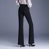 Pantalones Acampanados Negros Adelgazantes Nuevos Otoño 2026 para Mujer, Pantalones de Cola de Pez con Drapeado Ajustados a la Moda para el Trabajo, Pantalones de Cintura Alta con Ligero Flare