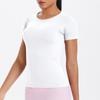 Nueva Camiseta Deportiva de Manga Corta con Cuello Redondo para Mujer Transfronteriza Top para Correr y Fitness Amigable con la Piel Ajustado Transpirable Yoga Manga Corta