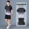 Traje Deportivo para Hombre Camisa de Seda Helada de Secado Rápido Pantalones Cortos de Manga Corta Ropa de Fitness Nueva de Verano Traje de Bádminton
