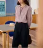 [Novo Produto] Camisa Falsa de Duas Peças Estilo Retrô Francês Soligther para Mulheres Outono 2025 Manga Longa Costurada