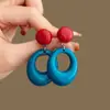 Pendientes Redondos de Color Contrastante Estilo Retro Hong Kong para Mujer, Pendientes de Moda Elegantes Estilo Vacacional, Pendientes Elegantes de Gama Alta para Mujer