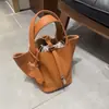 Bolso de Mano de Cuero Genuino, Bolso para Mujer de Piel de Vaca de Primera Capa, Bolso Casual para Madre e Hija, Bolso de Piel de Vaca con Patrón de Lichi, Moda y Sencillo, Envío Directo de Una Pieza