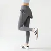Nueva Falda-Pantalón de Cintura Alta con Lazos Laterales para Yoga, Falso Dos Piezas Adelgazante Ajustado Pantalones Largos de Pilates Fitness