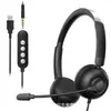 Auriculares con diadema USB tipo C con cable, modelo privado elegante personalizado de fábrica, para conferencias, atención al cliente, clases en línea
