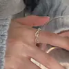 Anillo Nuevo de Plata 925 de Moda para Mujer, Simple y Versátil, Apilable, Anillo Abierto Ajustable, Anillo para Dedo Índice Estilo Ins de Celebridad de Internet