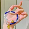Pulseira de Múltiplos Círculos Vintage de Alta Qualidade Lápis Lazúli Natural Cristal Branco Olho de Tigre