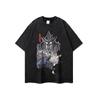 Estilo americano vibe preguiçoso marca de moda anime impresso camiseta de manga curta para homens e mulheres casais ins hip-hop moda nacional meia manga tee