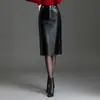 Elegante y versátil falda de piel sintética para mujer, nuevo modelo otoño 2026, de cintura alta, adelgazante, con abertura, de longitud media, falda recta