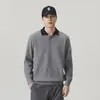 Suéter tipo polo con bloques de color estilo Old Money para hombre, Otoño Invierno, Tejido Jacquard con Textura de Ola, Top Holgado de Manga Larga para el Trabajo