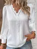 2026 Site Independente Desejo Amazon Item Mais Vendido Outono Manga Longa Gola V Patchwork de Renda Blusa Camisa Feminina Roupa Feminina