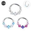 1,2 mm de espessura 8 ~ 10 mm de diâmetro interno liga de titânio cor quadrada costura zircão nariz piercing septo nasal jóias