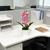 Flor Artificial 8 Cabeças Orquídea Borboleta Planta em Vaso Flor Falsa Impressa em 3D Ornamento Bonsai Hotel Pousada Decoração de Quarto Vaso Pequeno