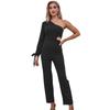 Sitio Independiente de Amazon Transfronterizo Verano Nuevo Moda Femenina Europea y Americana Negro Recto Ajustado Mono Transfronterizo Delgado