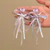 Brincos de Borla com Pérolas, Cristais e Fitas Estilo Francês, Brincos de Design Exclusivo, Brincos Doces e Femininos, Versátil