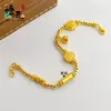 Loja de Ouro Mesmo Estilo Pulseira da Fortuna Cinco Vias Cor Dourado Areia para Mulheres, Joia Retro Fashion Versátil e Única