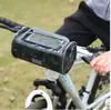 Bolsa impermeable sencilla para bicicleta de montaña, bolsa para teléfono con pantalla táctil, bolsa delantera para bicicleta, bolsa para manillar, bolsa cilíndrica de almacenamiento al por mayor