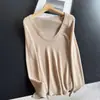 2026 Nuevo Suéter de Punto de Lana Ajustado con Cuello en U Suéter de Manga Larga Camisa Base para Mujer Venta al por Mayor H14ES2379